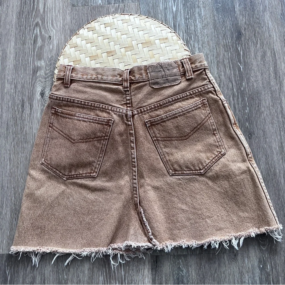 Vintage 90’s jordache rust tan mini denim skirt‎